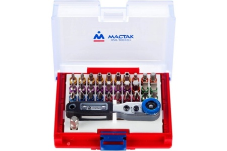 Набор вставок бит 1/4, TORX, HEX, PZ, PH, SLOT, 33 предмета МАСТАК 058-10033C