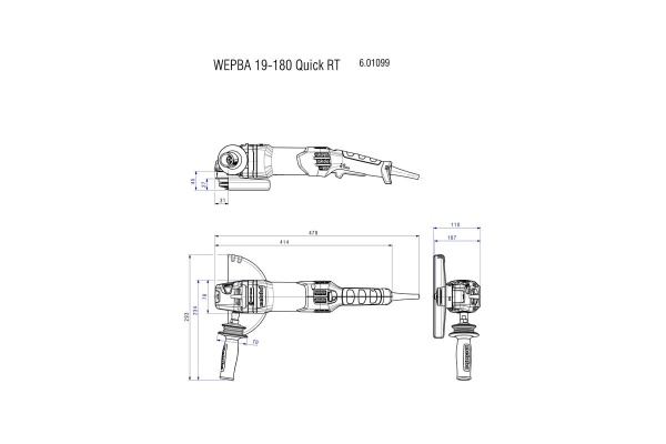 Угловая шлифовальная машина Metabo WEPBA 19-180 QUICK RT 601099000