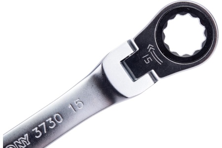 Трещоточный комбинированный ключ с шарниром, 15 мм KING TONY 373015M