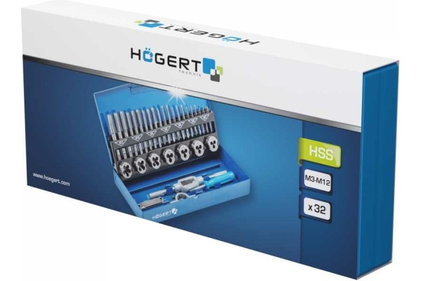 Набор метчиков и плашек HOEGERT TECHNIK 32 шт. HT3B582