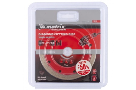 Диск алмазный отрезной сплошной тонкий (125х22.2 мм; 1.8х10 мм; мокрое резание) MATRIX 730787