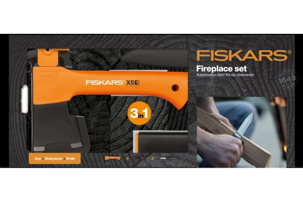 Набор Fiskars: универсальный топор Х5, нож K40, точилка Xsharp 1057913