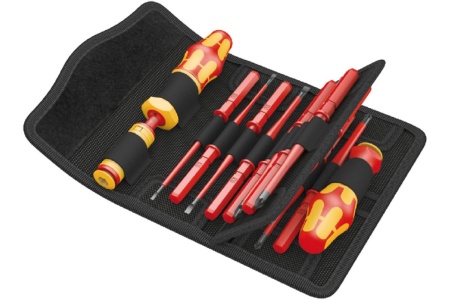 Набор диэлектрических бит с динамометрической рукояткой-держателем Wera, 1,2-3 Нм, 16 предметов, WE-135906