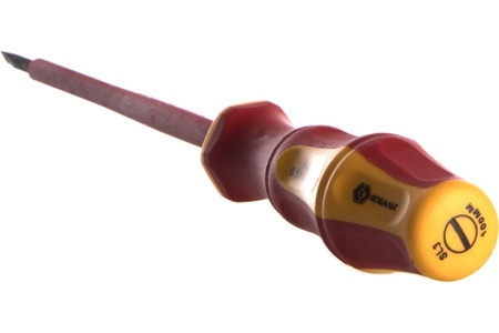 Диэлектрическая отвертка SL 3,0 х 100 мм CR-V, подвес КОБАЛЬТ Ultra Grip 248-771