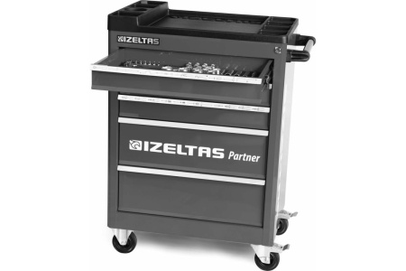 Инструментальная тележка IZELTAS PARTNER черная, с инструментами, 5 ящиков 8235007121-black