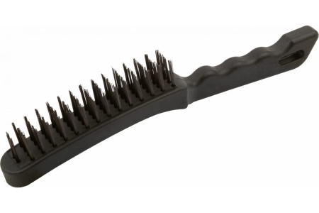Стальная корщетка, черная пластиковая ручка, 275 мм, 4-х рядная КУРС 38442