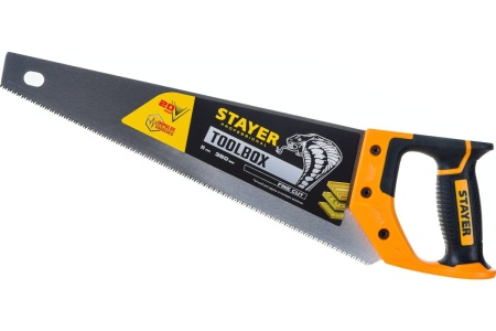 Ножовка многоцелевая пила Stayer "Cobra TOOLBOX" 350 мм, 11 TPI, мелкий прямой закаленный зуб, точный рез, 2-15091-45_z01