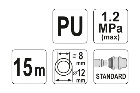 Шланг спиральный (15 м; 8х12 мм; PU) YATO YT-24209
