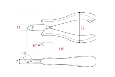 Кусачки для пластика без фаски TSUNODA 120мм TM-02