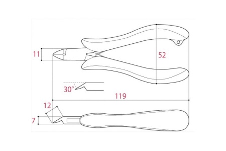 Кусачки для пластика без фаски TSUNODA 120мм TM-02
