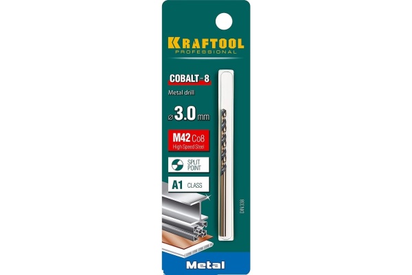 Сверло по металлу COBALT HSS-Co 8% сталь М42 (3х61 мм) Kraftool 29656-3