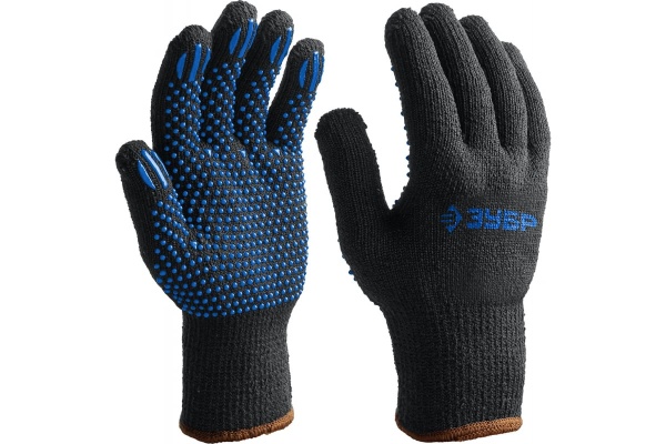 Трикотажные утеплённые перчатки ЗУБР МПП-7 р. L-XL, 10 шт 11462-H10