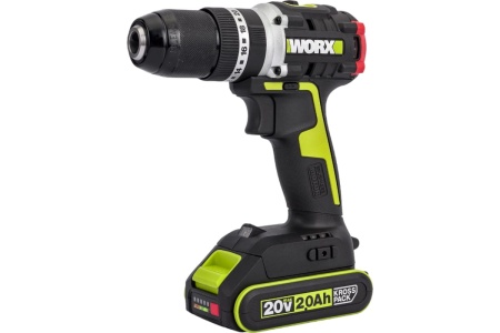 Аккумуляторная дрель-шуруповерт WORX Professional ударный, бесщеточный 20В, 60Нм, 2Ач х2, ЗУ 1.2 Ач, сумка WU369