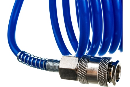Шланг спиральный синий с быстросъемными соединениями профессиональный (10 м; 20 бар; 5х8 мм) Pegas PGS-4909