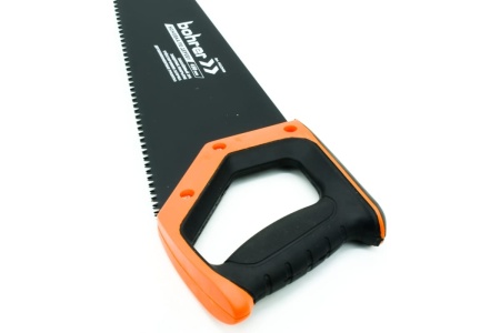 Ножовка по дереву BOHRER 450 мм, тефлоновое покрытие, сталь 65Mn, каленые зубья 3D,шаг 7TPI универсальный зуб, двухкомпонентная рукоятка 44223450