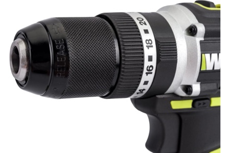 Аккумуляторная дрель-шуруповерт WORX Professional ударный, бесщеточный 20В, 60Нм, 2Ач х2, ЗУ 1.2 Ач, сумка WU369