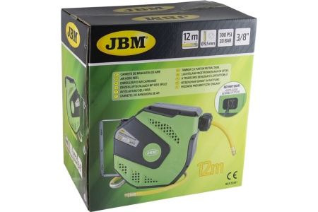 Воздушный шланг на самоскручивающейся зеленой катушке (12 м; 9.5 мм; 3/8") JBM 53581