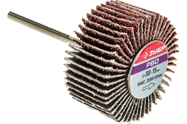 Круг шлифовальный веерный лепестковый МАСТЕР (15х30 мм; P60; тип КЛО) Зубр 36600-060