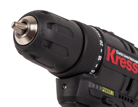 Дрель-шуруповерт аккумуляторная бесщеточная KRESS KUA24, 12В, 40Нм, 2.0Ач х2, ЗУ 1,5А, кейс.