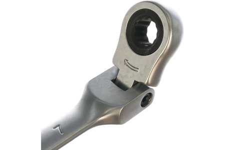 Комбинированный ключ трещоточный с шарниром 7мм AV Steel  AV-315207