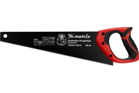 Ножовка по дереву 400 мм,7-8 TPI, зуб-3D, каленый зуб,тефл.покр.полотна, 2-х комп..рук-ка MATRIX 23549