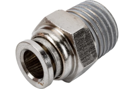 Фитинг цанговый прямой металлический 6 мм - наружная резьба 1/4" Pegas pneumatic 6101