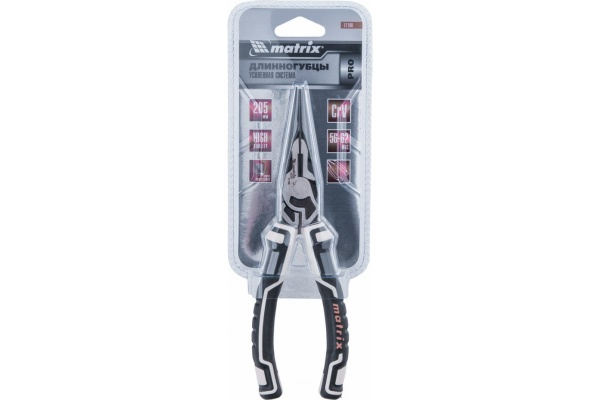 Прямые длинногубцы MATRIX PRO 205 мм, усиленная система 17198
