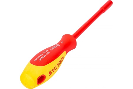 Диэлектрический ключ-отвёртка IZELTAS 1000V, торцевой, 4мм, длина 220 мм 4773190040