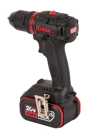 Дрель-шуруповерт аккумуляторная бесщеточная KRESS KUA71, 20В, 60Нм, 4Ач x2, ЗУ 6A, кейс