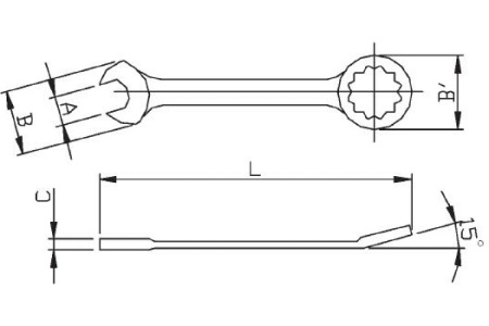 Комбинированный ключ Jonnesway 22 х 22 мм W26122