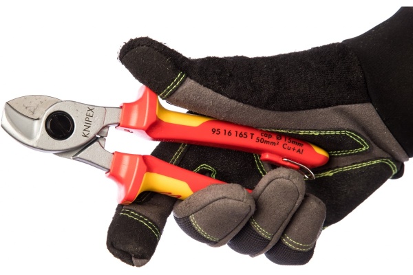 Ножницы для резки кабелей со страховочным креплением 165 мм KNIPEX KN-9516165T