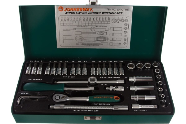 Набор торцевых головок 1/4"DR 4-13 мм, 41 предмет Jonnesway S04H2141S
