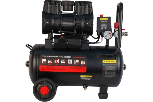 Компрессор VERTON air ac-24/260 230 В, 50 Гц, безмасляный, 260 л/м, 24л, 8б, 1,5 кВт, 2850 об/мин, рапид/быстросъем 01.13824.13923